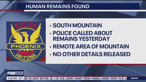 Human remains found on South Mountain: PD