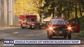 Vehicle plunges off Mercer Island boat ramp
