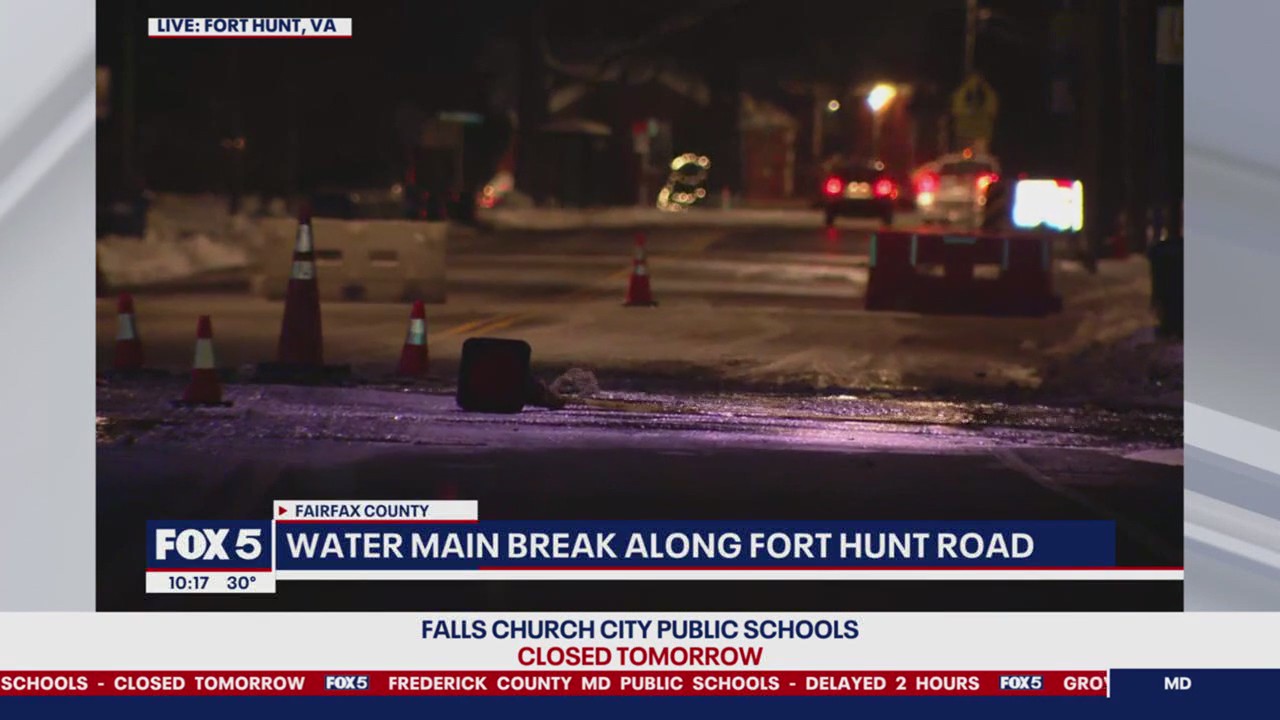 Water main break in Fairfax County shuts down streets | FOX 5 DC