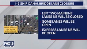 I-5 Ship Canal Bridge lane closure this weekend
