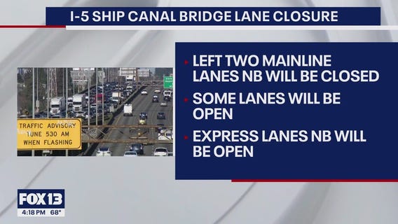 I-5 Ship Canal Bridge lane closure this weekend