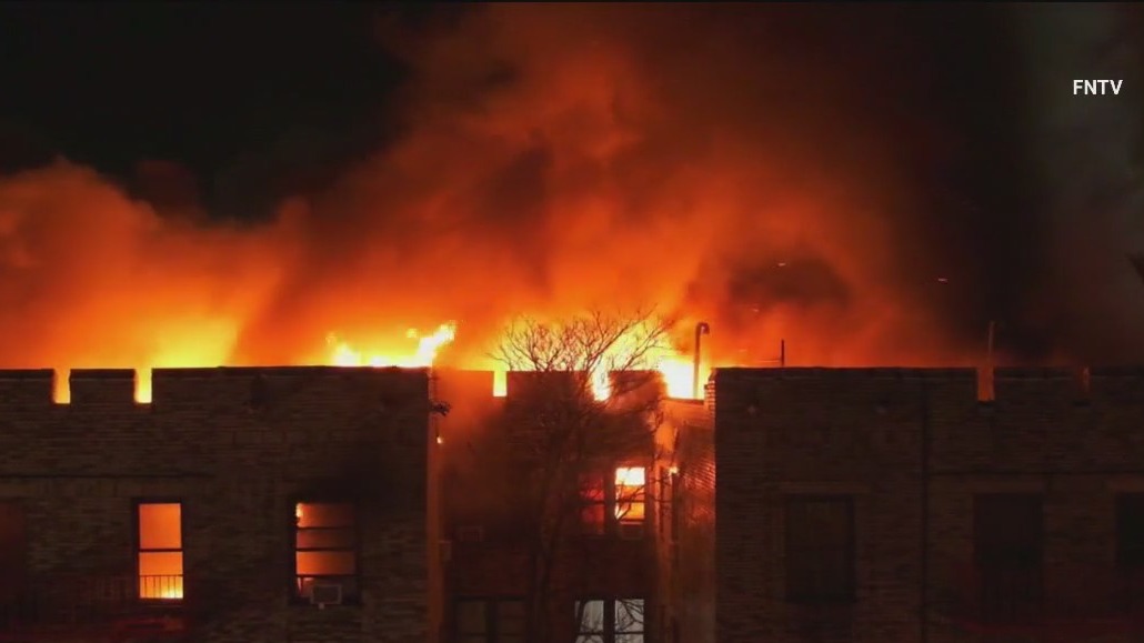 Apartment building fire in the Bronx