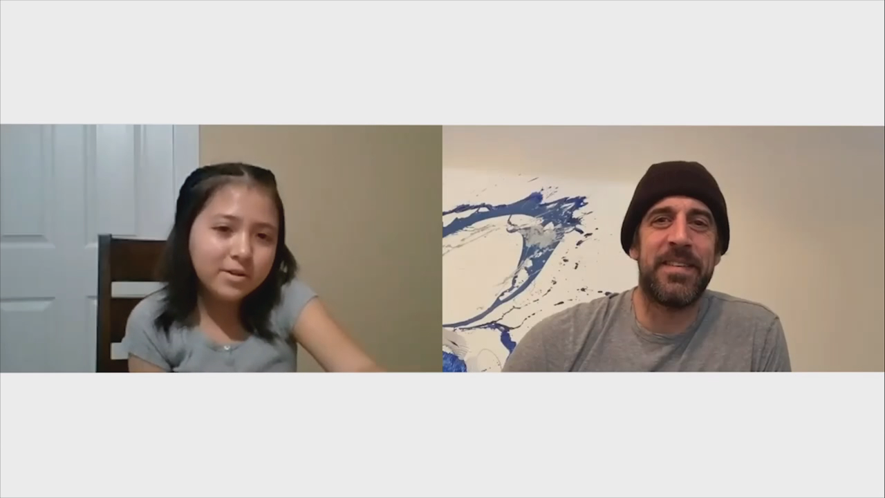 Milwaukee girl who 'defeated cancer' chats with Aaron Rodgers