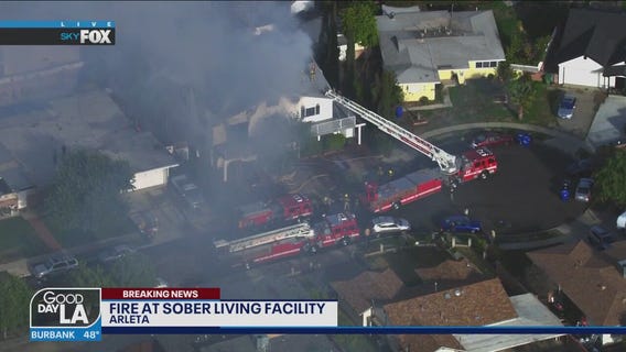 Crews battle Arleta structure fire