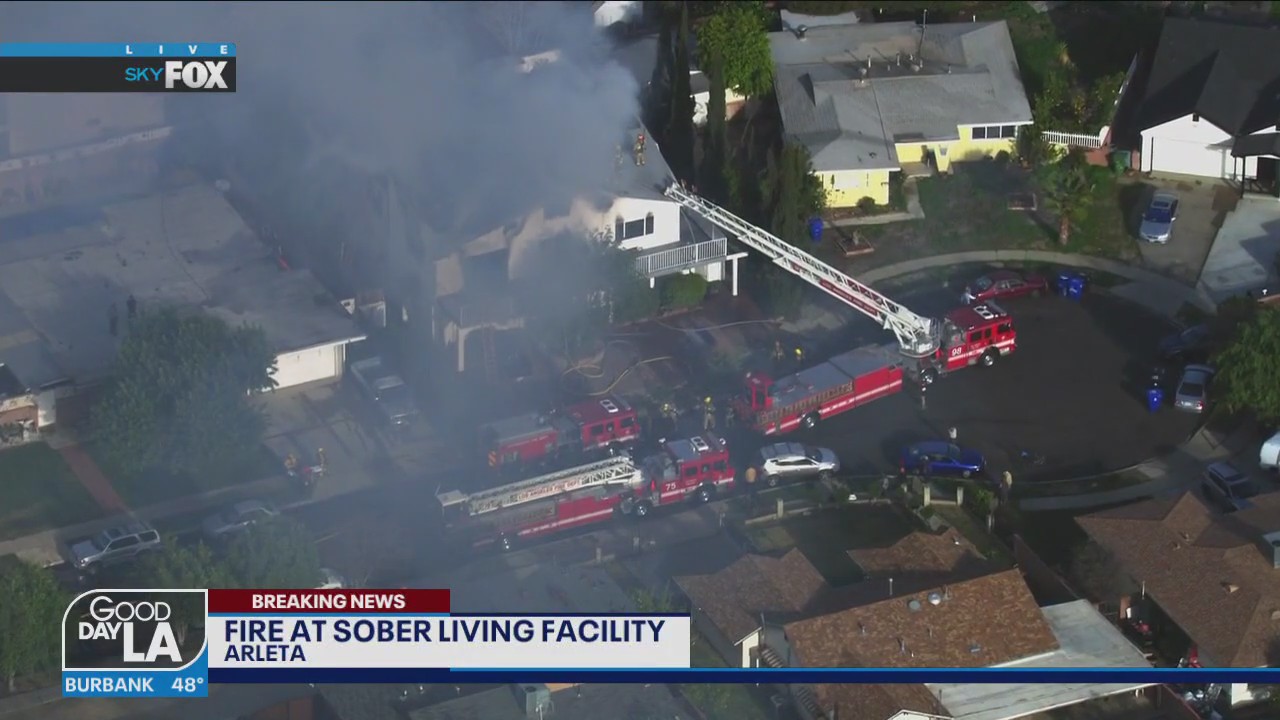Crews battle Arleta structure fire