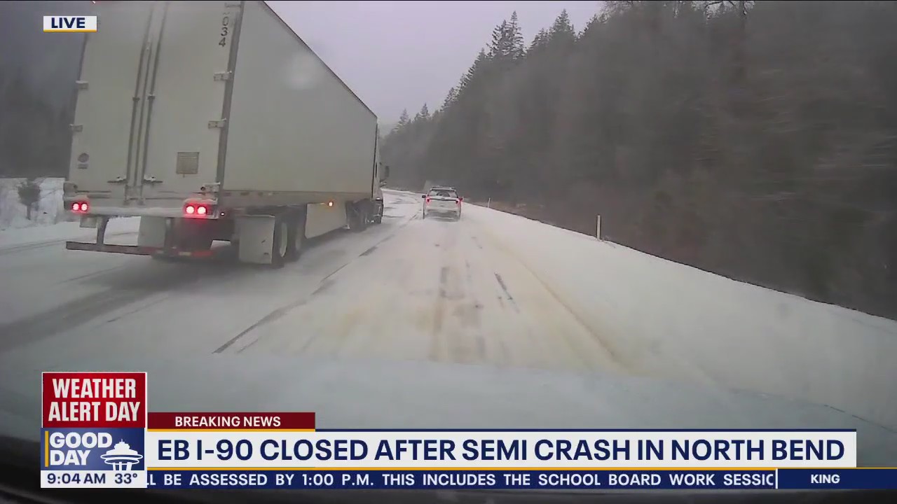 Dangerous driving conditions on I-90 in North Bend
