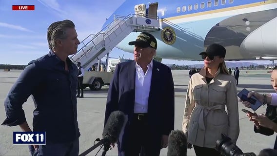 "We want to get the problem fixed" Trump says as he lands in LA