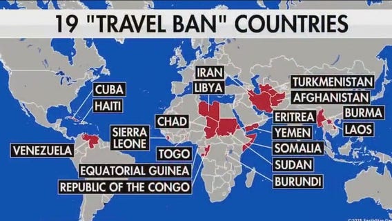 Immigration processing stopped for several countries
