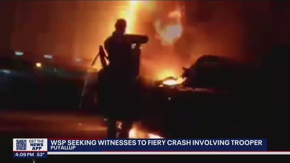 Witnesses sought after trooper pulled from burning car in Puyallup
