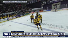 Drone flies through Minnesota hockey arena after goal