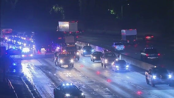 Water main floods 101 Freeway at Sunset