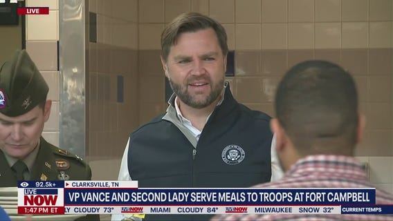 VP Vance serves meals to troops at Fort Campbell