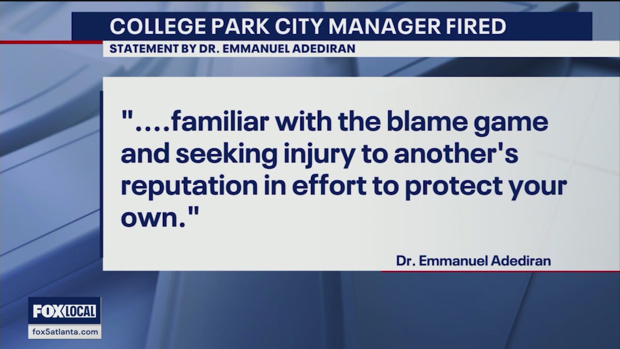 Fired College Park city manager responds