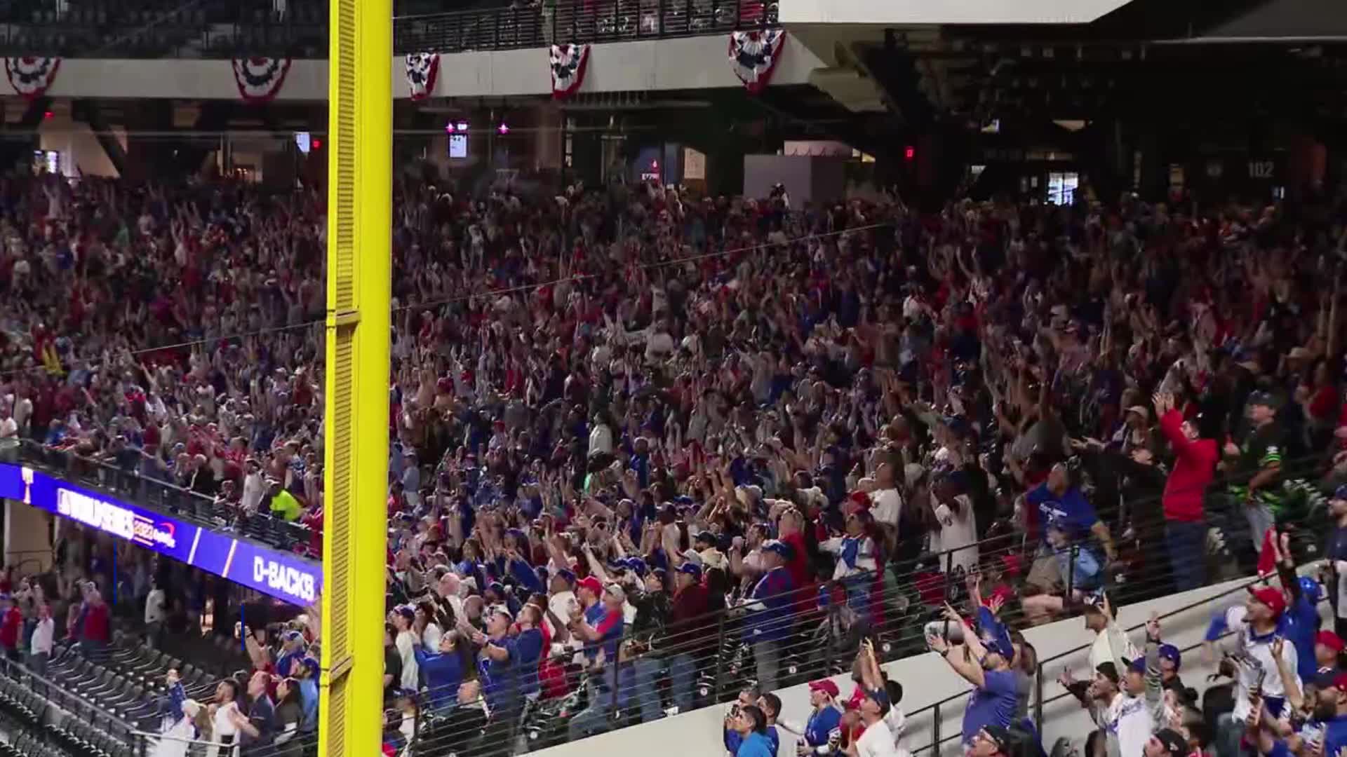 Texas Rangers fans celebrate final out of World Series