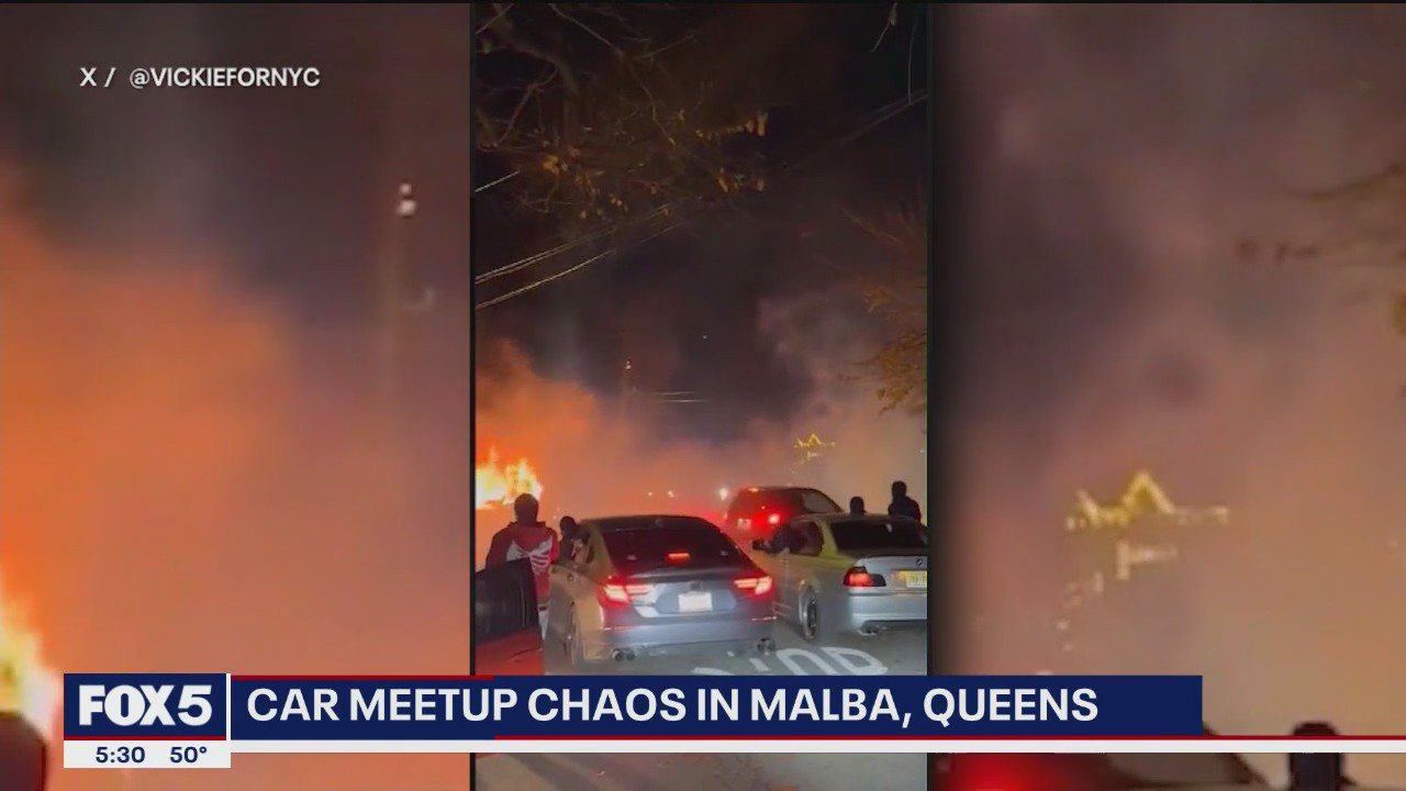 Car meetup chaos in Malba section of Queens