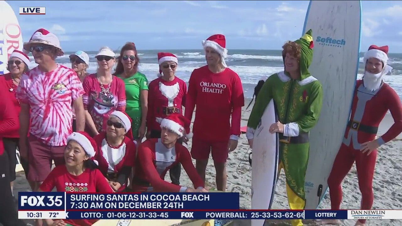 Surfing Santas in Cocoa Beach