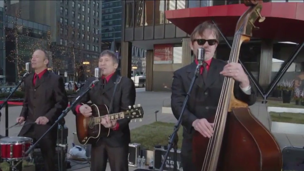 The Neverly Brothers jam out on the plaza