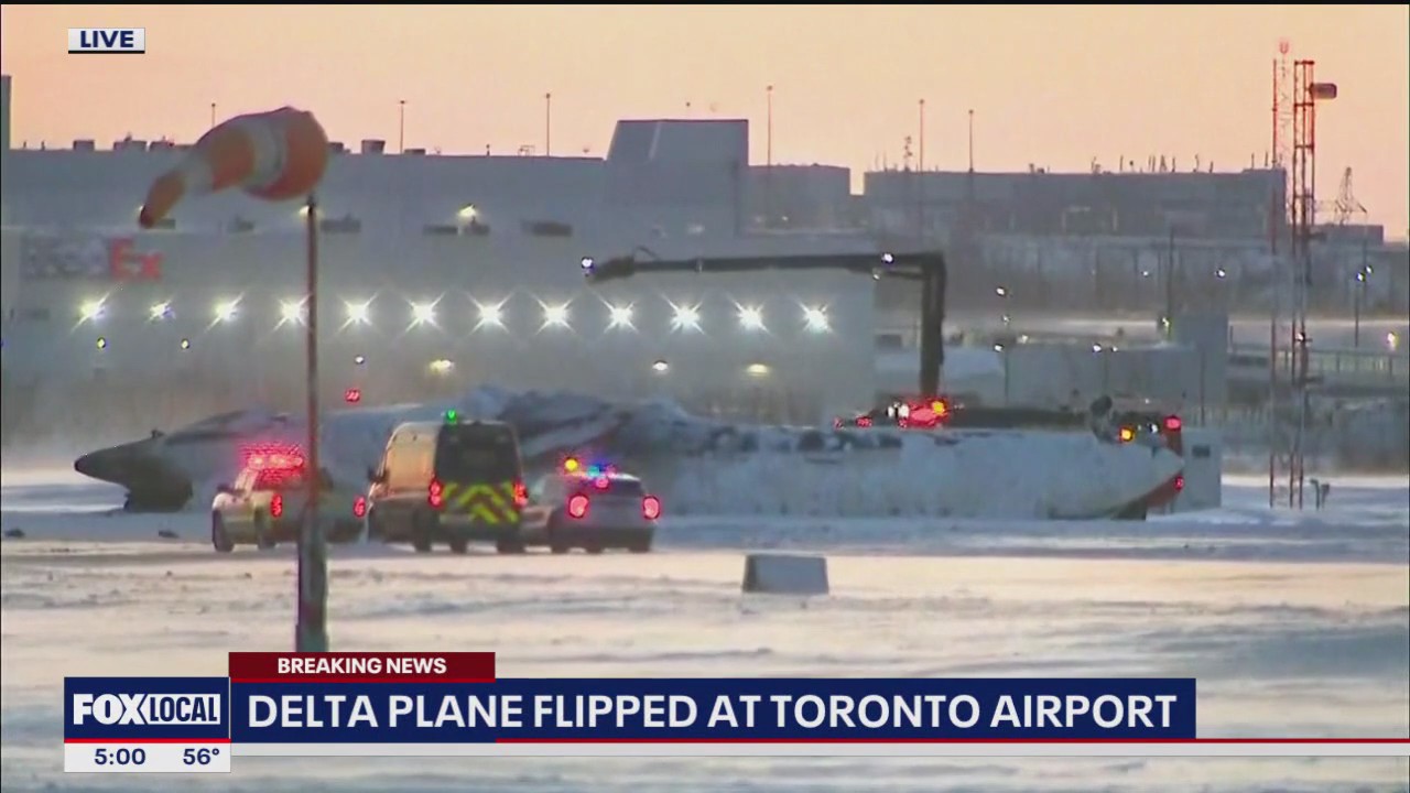 Delta plane upside-down after Toronto crash