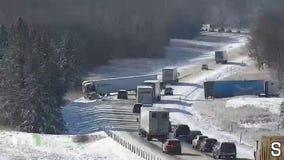 Snow causes jackknifed semi, spinouts on MN roads