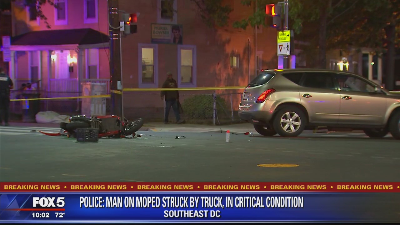 Moped rider in critical condition after being struck by vehicle | FOX 5 DC