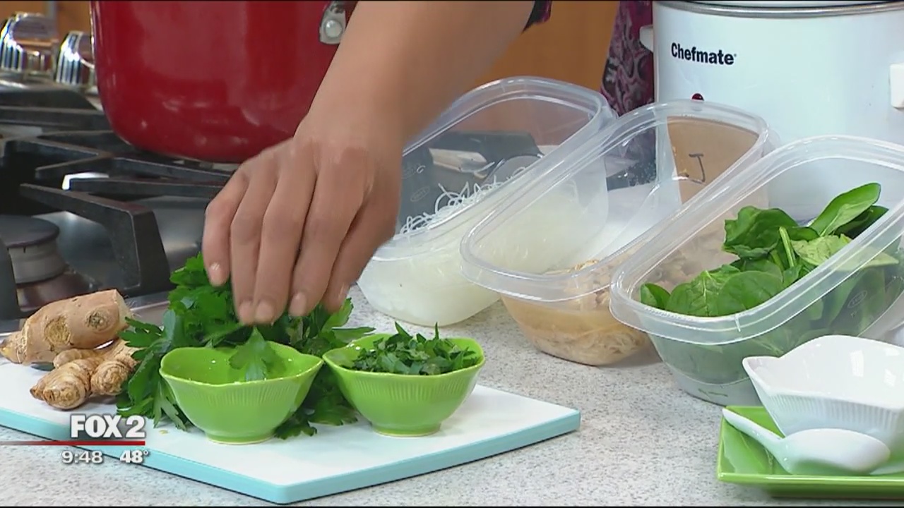 Intu Tea prepares green tea chicken noodle soup