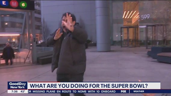 Man does good luck karate kick, 'Happy Superbowl!'