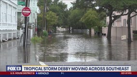 Tropical Storm Debby moving across Southeast