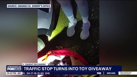Traffic stop turns to toy giveaway