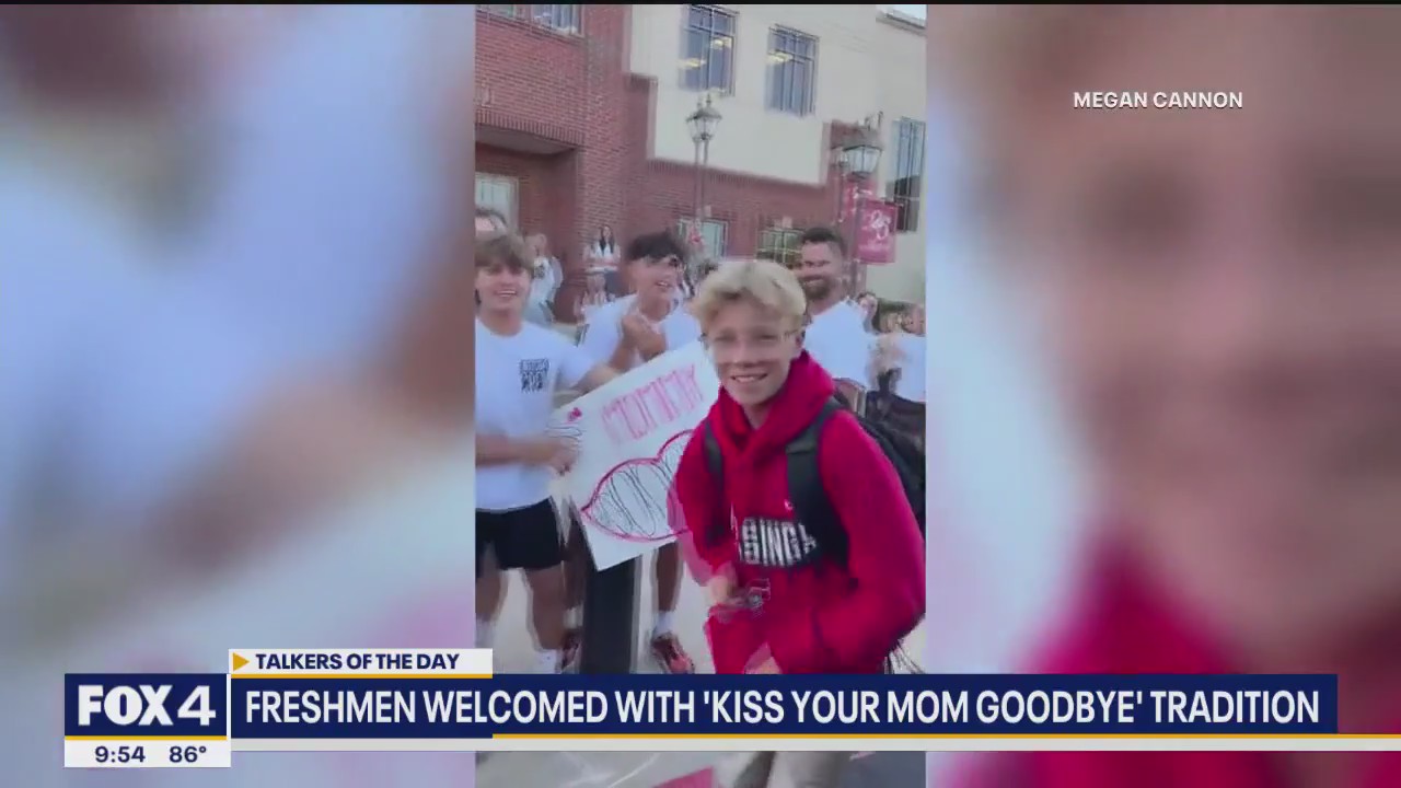 Freshmen welcomed with 'kiss your mom goodbye' tradition