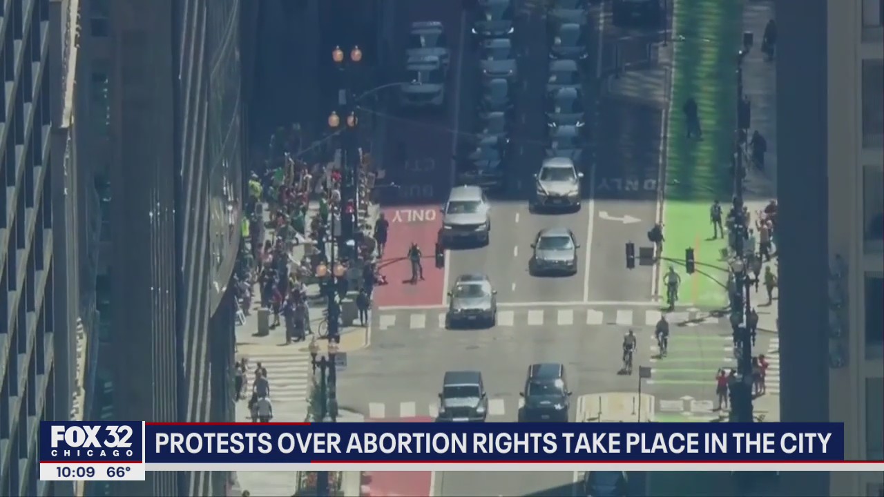 Abortion rights protesters march in Chicago