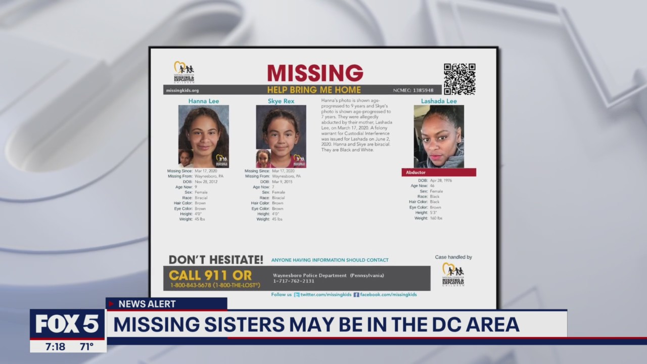 Missing sisters last seen 2 years ago in Pennsylvania may be in DC ...