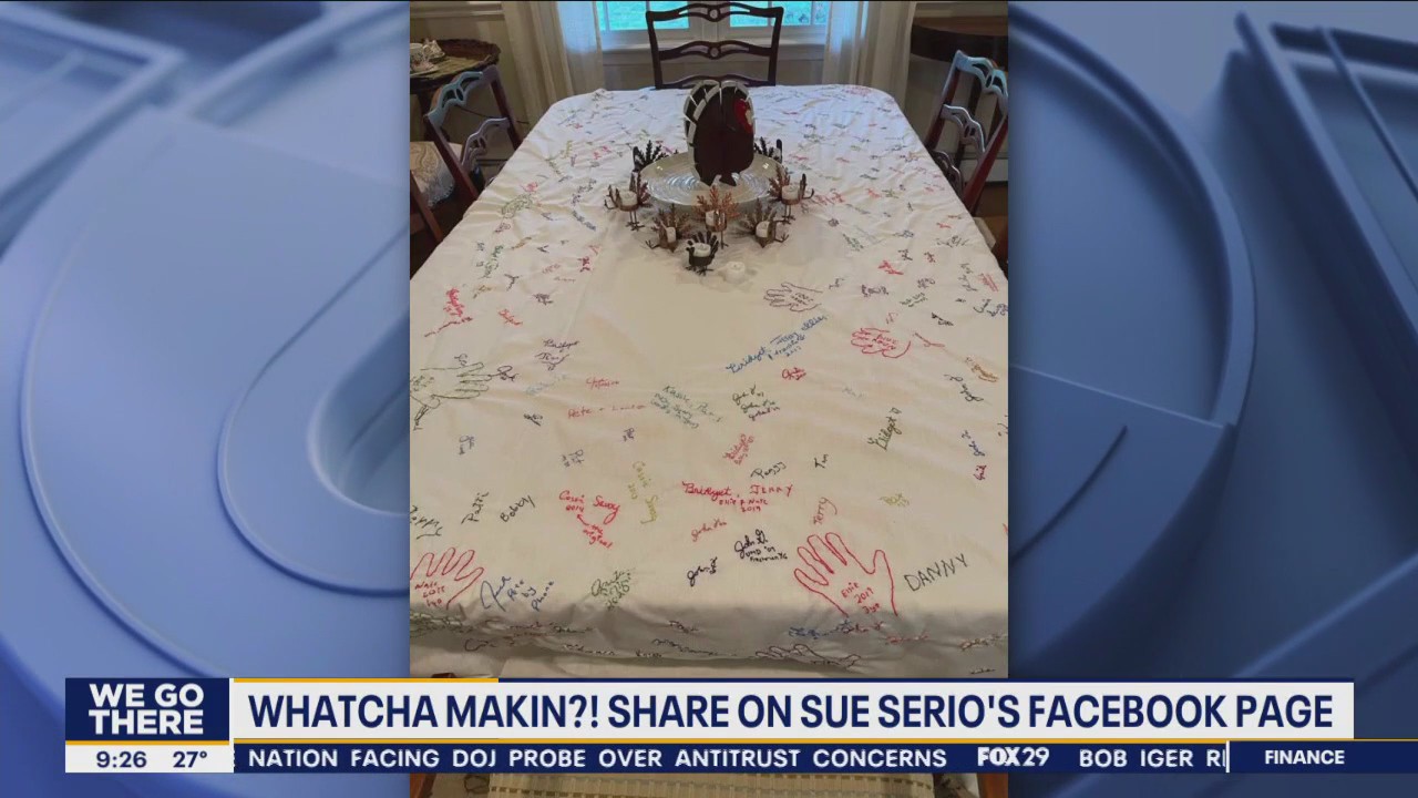 Whatcha Makin? Hand-stitched Thanksgiving tablecloth