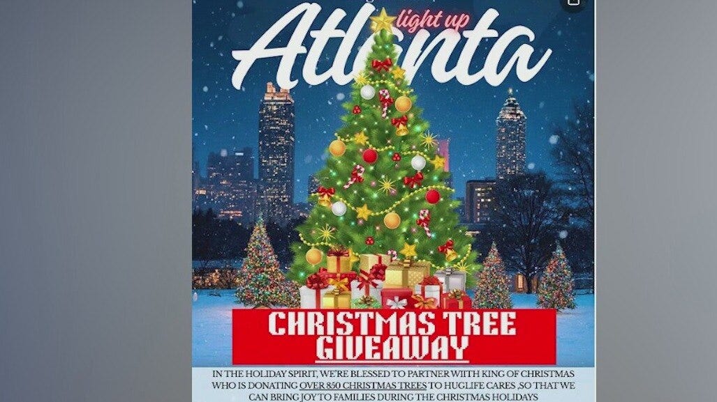 Christmas tree giveaway in South Fulton