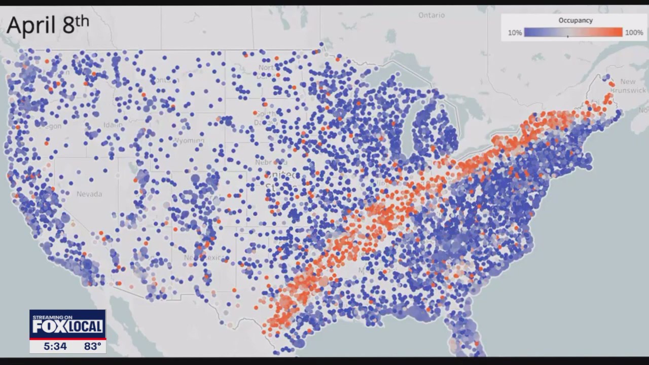 Rentals along path of totality almost all booked