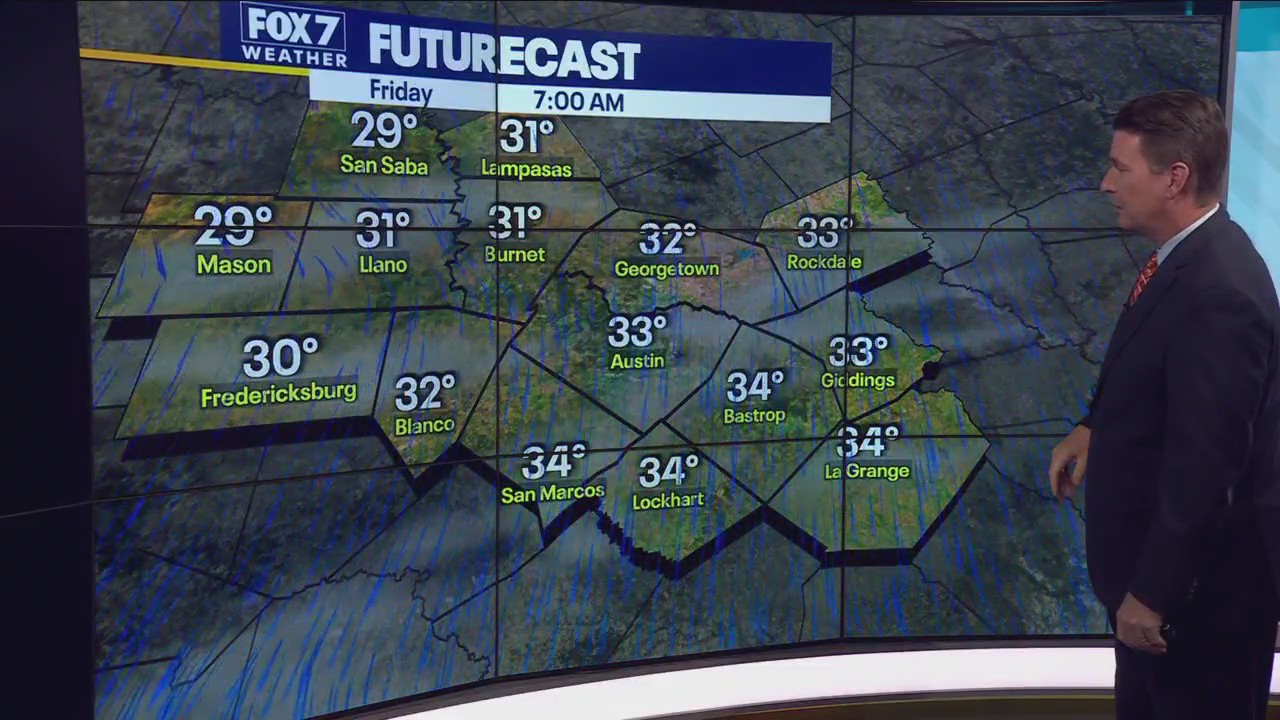 Central Texas weather: Cold front arrives; light freeze possible tonight