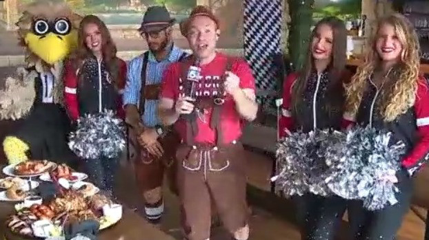 Cheering on the Falcons at Der Biergarten