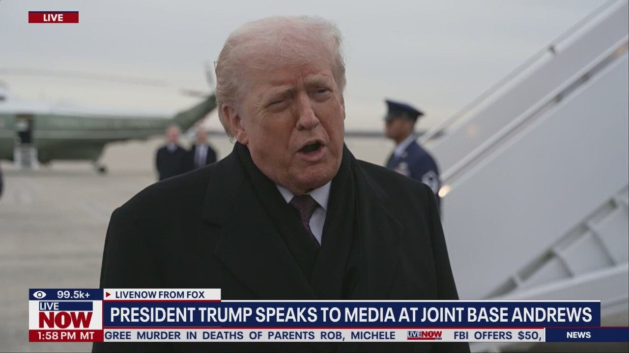President Trump speaks to media at Joint Base Andrews