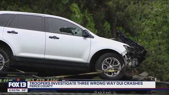 3 wrong-way DUI crashes in 2.5 hours in Pierce County