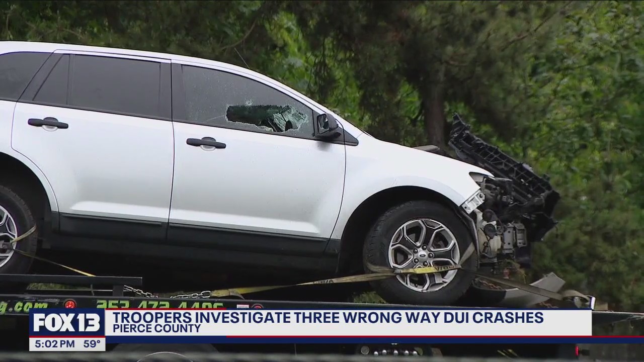 3 wrong-way DUI crashes in 2.5 hours in Pierce County