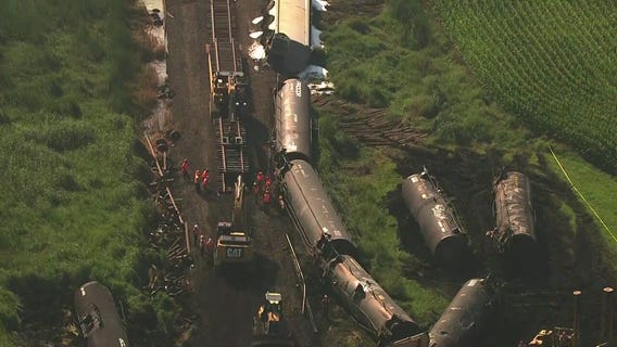 Train carrying hazardous material derails [RAW]