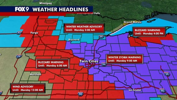 MN weather: Blizzard, winter storm warnings Sunday