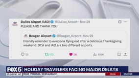 Thanksgiving travel chaos: 400 DCA flights delayed