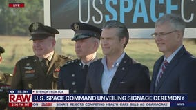 Defense Sec. Hegseth at new U.S. Space Command HQ