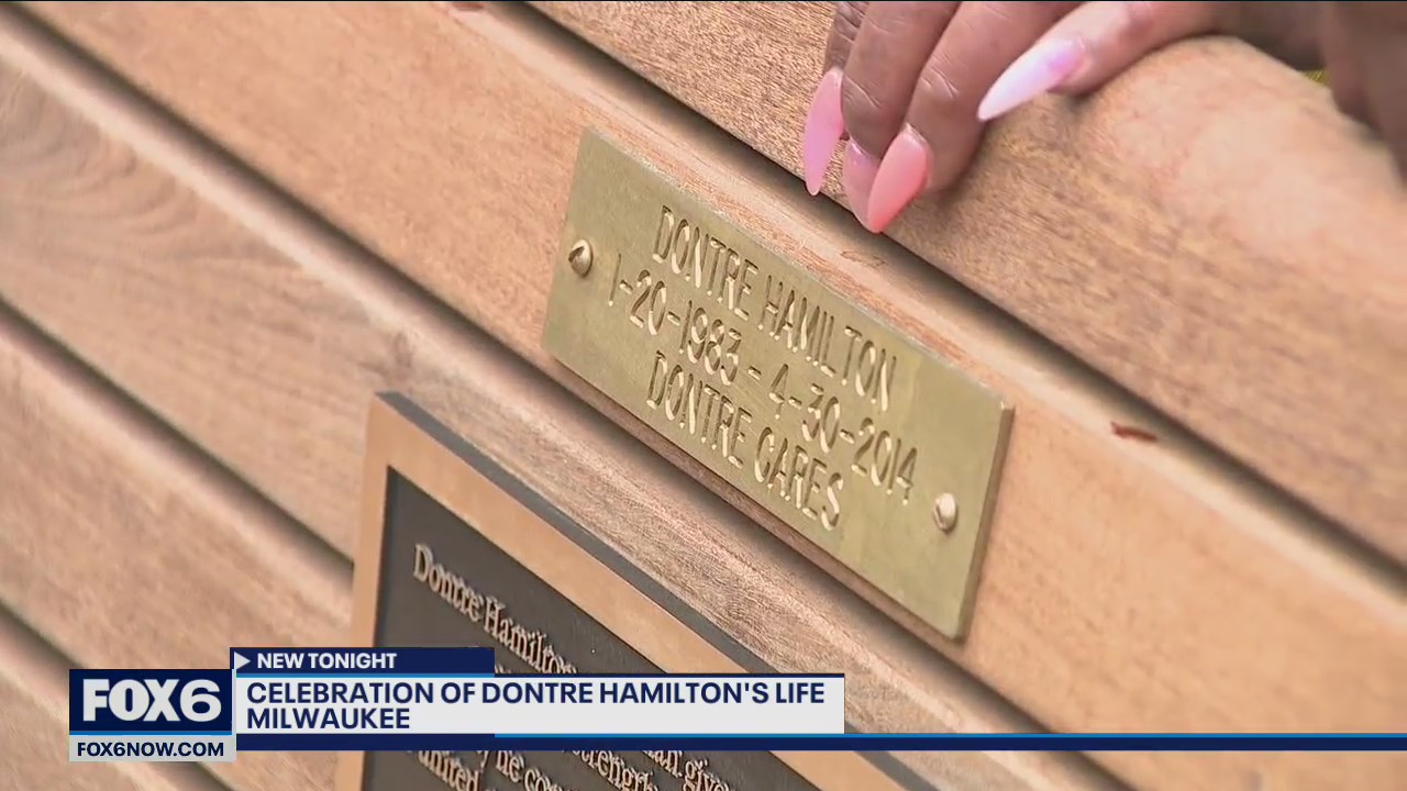 Dontre Hamilton memorial bench, plaque unveiled at Red Arrow Park