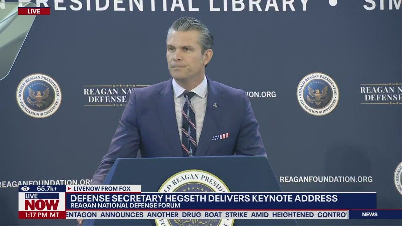 Hegseth delivers keynote address at Reagan National Forum