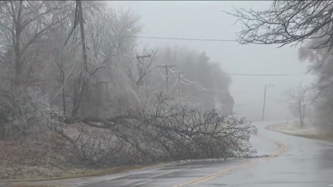 Downed trees, power outages and icy roads pose problems in suburban ...