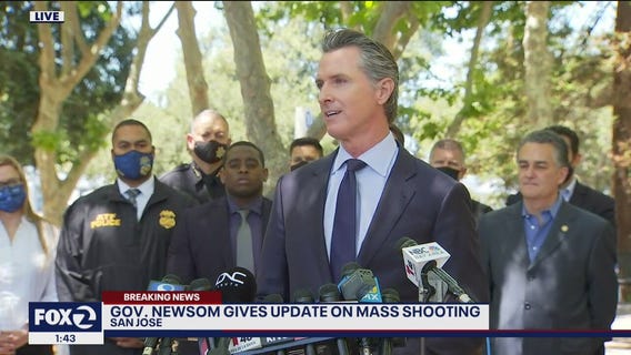 Newsom speaks at scene of VTA mass shooting: "What the hell is going on in the United States of America"