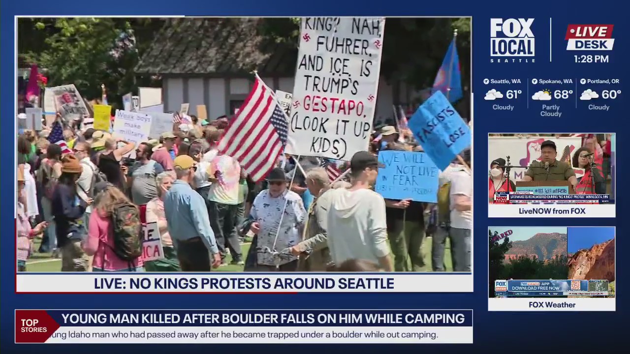 Crowds pack Seattle's Cal Anderson Park for No Kings Protest