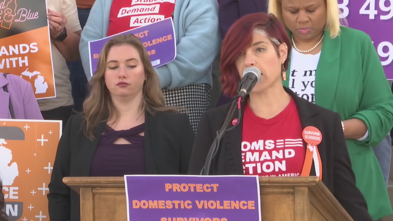 Lansing demonstration held at Capitol decrying domestic violence victims killed by guns