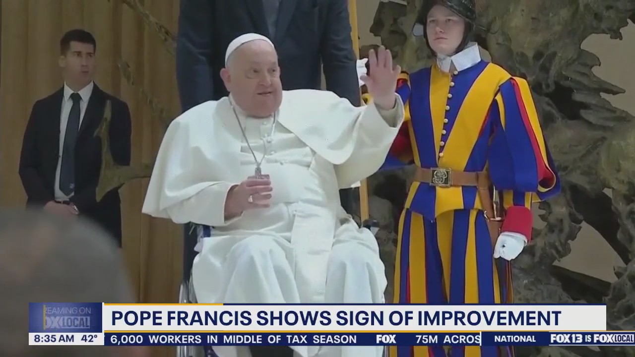 Pope Francis shows sign of health improvement